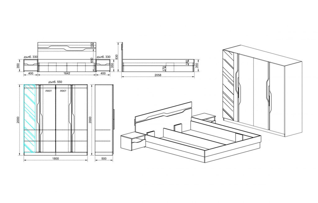 Спален комплект BLACK MARBLE