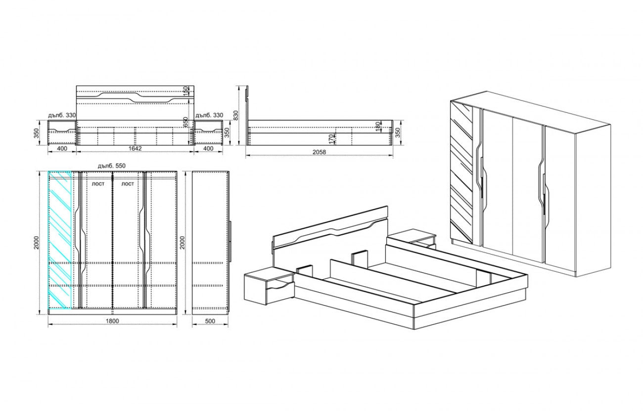 Спален комплект BLACK MARBLE